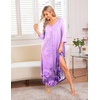 Ekouaer Long Nightgowns for Women Plus Size 3/4 Sleeve Night Gown | Winter Nightgown V Neck Sleepshirts Womens House Dress Maxi Night Shirts Soft Moo Moos for Women Full Length Lounge Dress(Light Purple Flower)