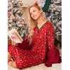 Ekouaer Nightgown for Women Long Sleeve Sleepshirt Full Length Nightshirt(Xmas Print-red)