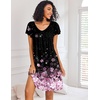 Ekouaer Nightgowns for Women Short Sleeve Sleep Shirts Pleated Night Dress V Neck Night Shirts Soft House Dress(Cherry Blossoms)