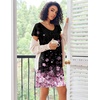 Ekouaer Nightgowns for Women Short Sleeve Sleep Shirts Pleated Night Dress V Neck Night Shirts Soft House Dress(Cherry Blossoms)