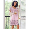 Ekouaer Nightgowns for Women Short Sleeve Sleep Shirts Pleated Night Dress V Neck Night Shirts Soft House Dress(Pink Floral)