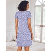 Ekouaer Nightgowns for Women Short Sleeve Sleep Shirts Pleated Night Dress V Neck Night Shirts Soft House Dress(Purple Speckle)