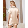Ekouaer Satin Pajamas for Women Silk Pjs Short Set 2 Piece Lounge Sets | Short Sleeve Button Up Sleepwear,Notch Collar,Sleep,Bridal,Maternity,Postpartum,Wedding Party,Daily,Working from Home,Gifts(Champagne)