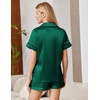 Ekouaer Satin Pajamas for Women Silk Pjs Short Set 2 Piece Lounge Sets | Short Sleeve Button Up Sleepwear,Notch Collar,Sleep,Bridal,Maternity,Postpartum,Wedding Party,Daily,Working from Home,Gifts(Green)