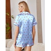 Ekouaer Satin Pajamas for Women Silk Pjs Short Set 2 Piece Lounge Sets | Short Sleeve Button Up Sleepwear,Notch Collar,Sleep,Bridal,Maternity,Postpartum,Wedding Party,Daily,Working from Home,Gifts(Blue Cherry)
