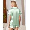 Ekouaer Satin Pajamas for Women Silk Pjs Short Set 2 Piece Lounge Sets | Short Sleeve Button Up Sleepwear,Notch Collar,Sleep,Bridal,Maternity,Postpartum,Wedding Party,Daily,Working from Home,Gifts(Light Green)