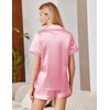 Ekouaer Satin Pajamas for Women Silk Pjs Short Set 2 Piece Lounge Sets | Short Sleeve Button Up Sleepwear,Notch Collar,Sleep,Bridal,Maternity,Postpartum,Wedding Party,Daily,Working from Home,Gifts(Pink)