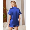 Ekouaer Satin Pajamas for Women Silk Pjs Short Set 2 Piece Lounge Sets | Short Sleeve Button Up Sleepwear,Notch Collar,Sleep,Bridal,Maternity,Postpartum,Wedding Party,Daily,Working from Home,Gifts(Royal Blue)