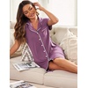 Ekouaer Women’s Nightgown Button Down Nightshirt Short Sleeve Sleep Shirt Dress Boyfriend Sleepdress Soft Pajama Dress(Pruple)
