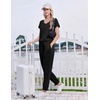 Ekouaer Womens Pajama Sets 2 Piece Lounge Set Short Sleeve Jogger Pants Pjs(Black)