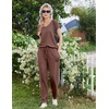 Ekouaer Womens Pajama Sets 2 Piece Lounge Set Short Sleeve Jogger Pants Pjs(Brown)