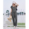 Ekouaer Womens Pajama Sets 2 Piece Lounge Set Short Sleeve Jogger Pants Pjs(Dark Grey)