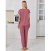 Ekouaer Womens Pajama Sets 2 Piece Lounge Set Short Sleeve Jogger Pants Pjs(Grey Purple Red)