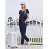 Ekouaer Womens Pajama Sets 2 Piece Lounge Set Short Sleeve Jogger Pants Pjs(Navy)