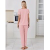 Ekouaer Womens Pajama Sets 2 Piece Lounge Set Short Sleeve Jogger Pants Pjs(Pink)