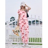 Ekouaer Womens Pajama Sets 2 Piece Lounge Set Short Sleeve Jogger Pants Pjs(Pink Bow Knot)