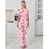 Ekouaer Womens Pajama Sets 2 Piece Lounge Set Short Sleeve Jogger Pants Pjs(Pink Bow Knot)