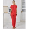 Ekouaer Womens Pajama Sets 2 Piece Lounge Set Short Sleeve Jogger Pants Pjs(Red)