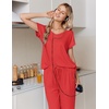 Ekouaer Womens Pajama Sets 2 Piece Lounge Set Short Sleeve Jogger Pants Pjs(Red)