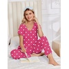 Ekouaer Womens Pajama Sets 2 Piece Lounge Set Short Sleeve Jogger Pants Pjs(Rose Heart)