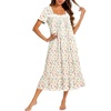 Ekouaer Cotton Long Nightgowns for Women Short Sleeve Night Gown Button House Dress Lace Trim Soft Sleep Shirt(Yellow Floral)
