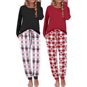 Ekouaer 2 Pack Womens Pajama Sets Long Sleeve Pjs Soft Comfy Lounge Set(Bow + Heart)