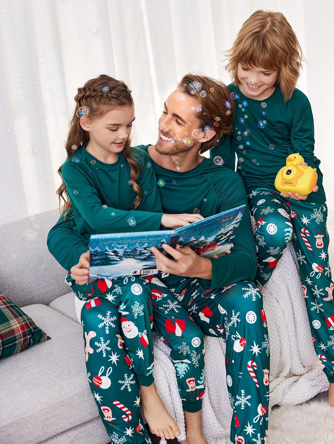 image:imageEkouaer Family Matching Pajamas Christmas Sleepwear Long Sleeve Pjs SetChristmas Green Print