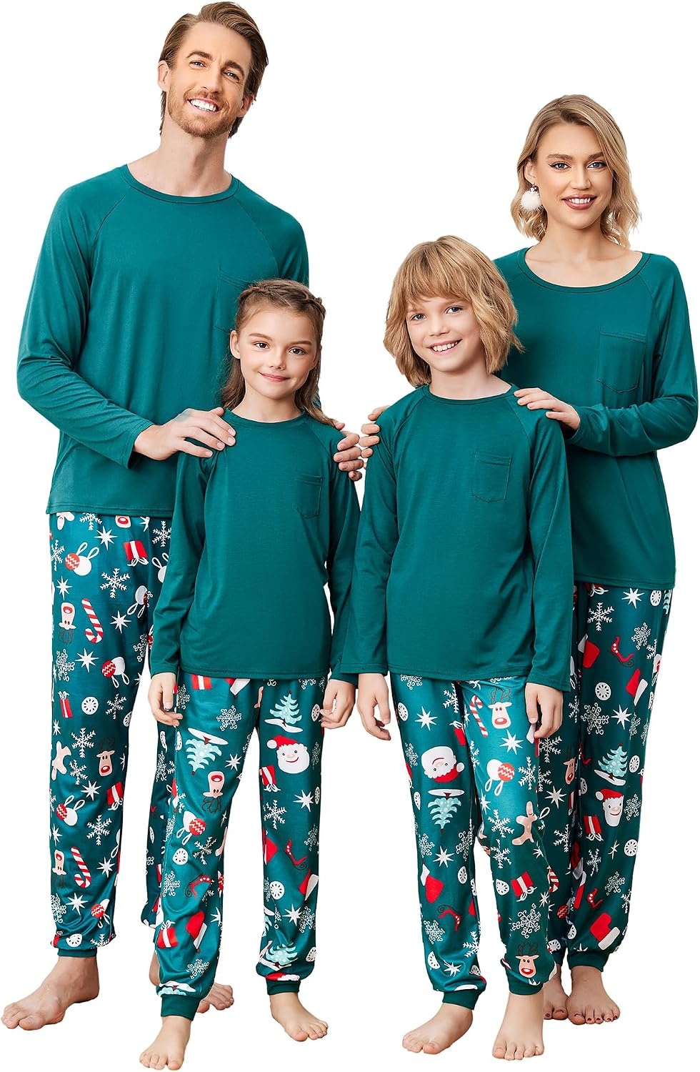 image:imageEkouaer Family Matching Pajamas Christmas Sleepwear Long Sleeve Pjs SetChristmas Green Print