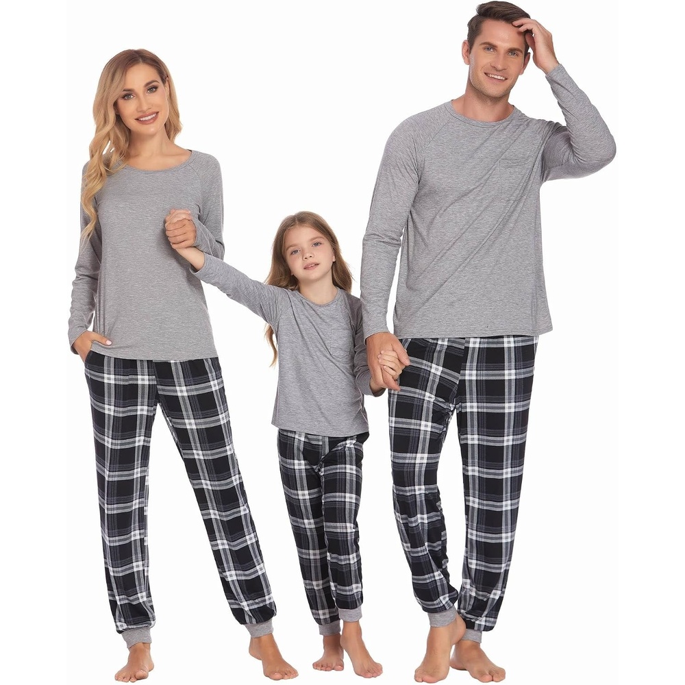 image:imageEkouaer Family Matching Pajamas Christmas Sleepwear Long Sleeve Pjs SetLight Grey