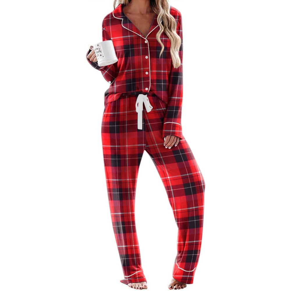 image:imageEkouaer Womens Pajamas Long Sleeve Loungewear Casual Button Down Pjs