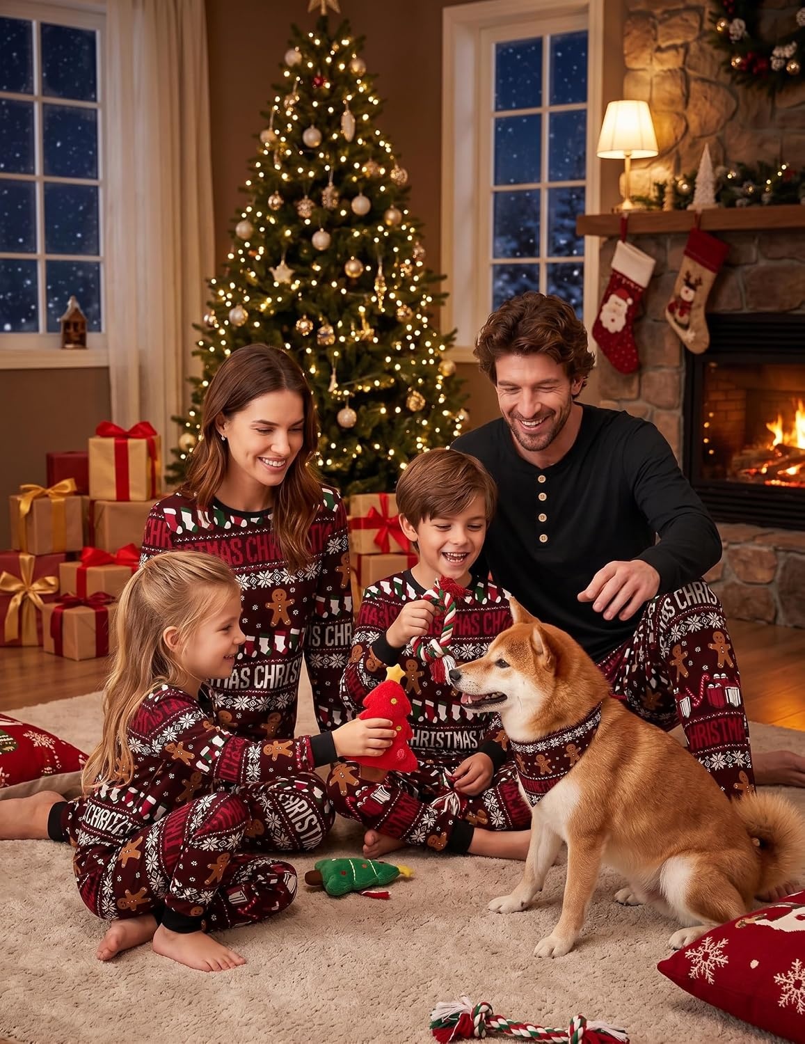 image:imageEkouaer Family Christmas Pajamas Matching Sets Pjs Holiday Lounge SetsGingerbread