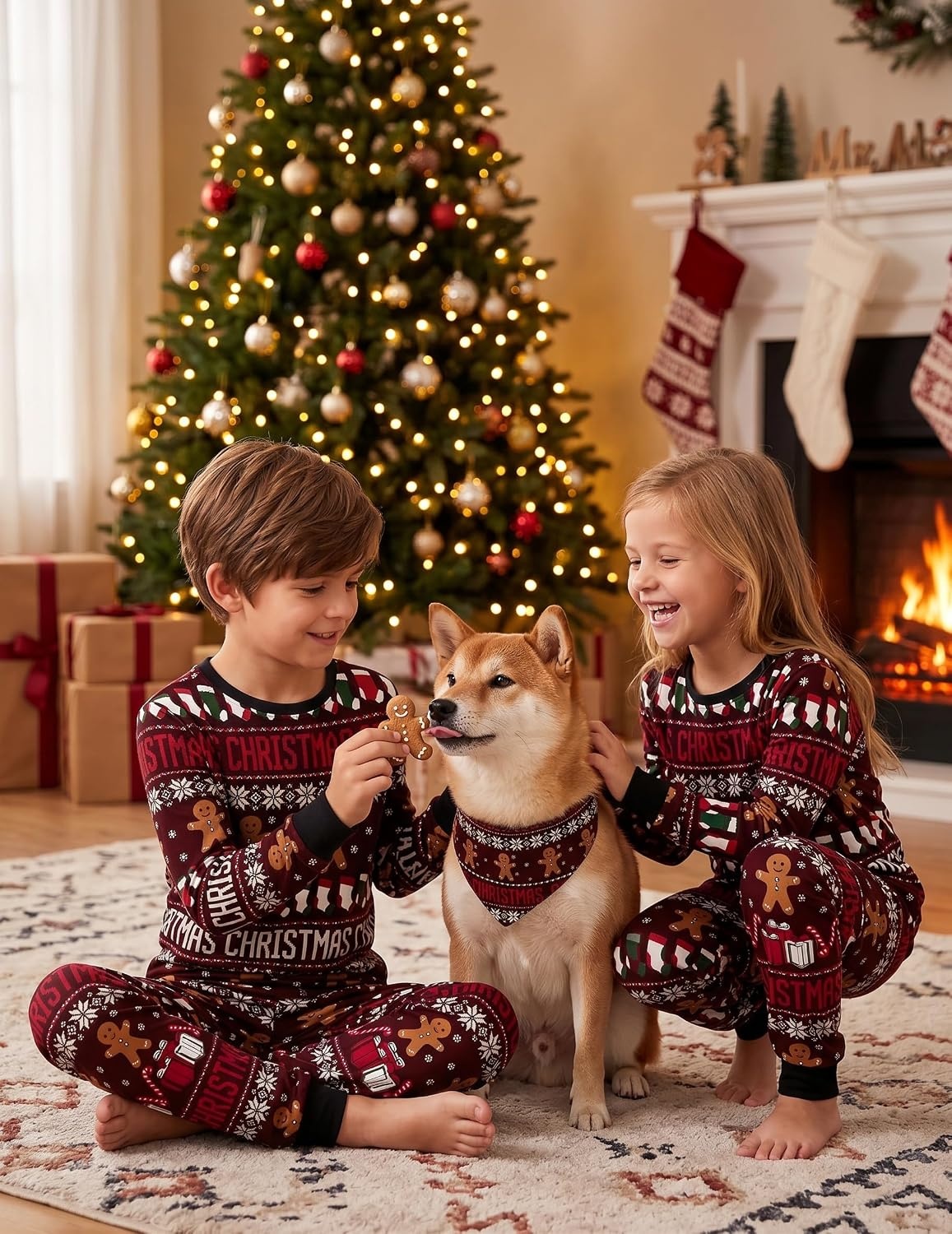 image:imageEkouaer Family Christmas Pajamas Matching Sets Pjs Holiday Lounge SetsGingerbread