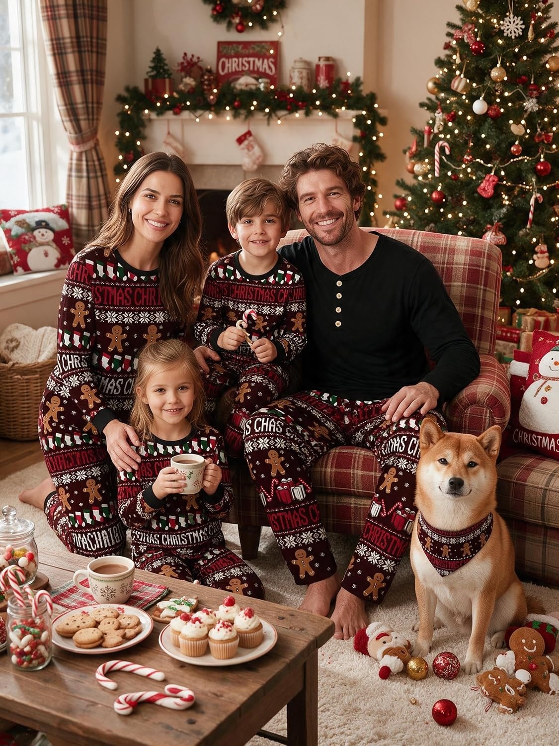 image:imageEkouaer Family Christmas Pajamas Matching Sets Pjs Holiday Lounge SetsGingerbread