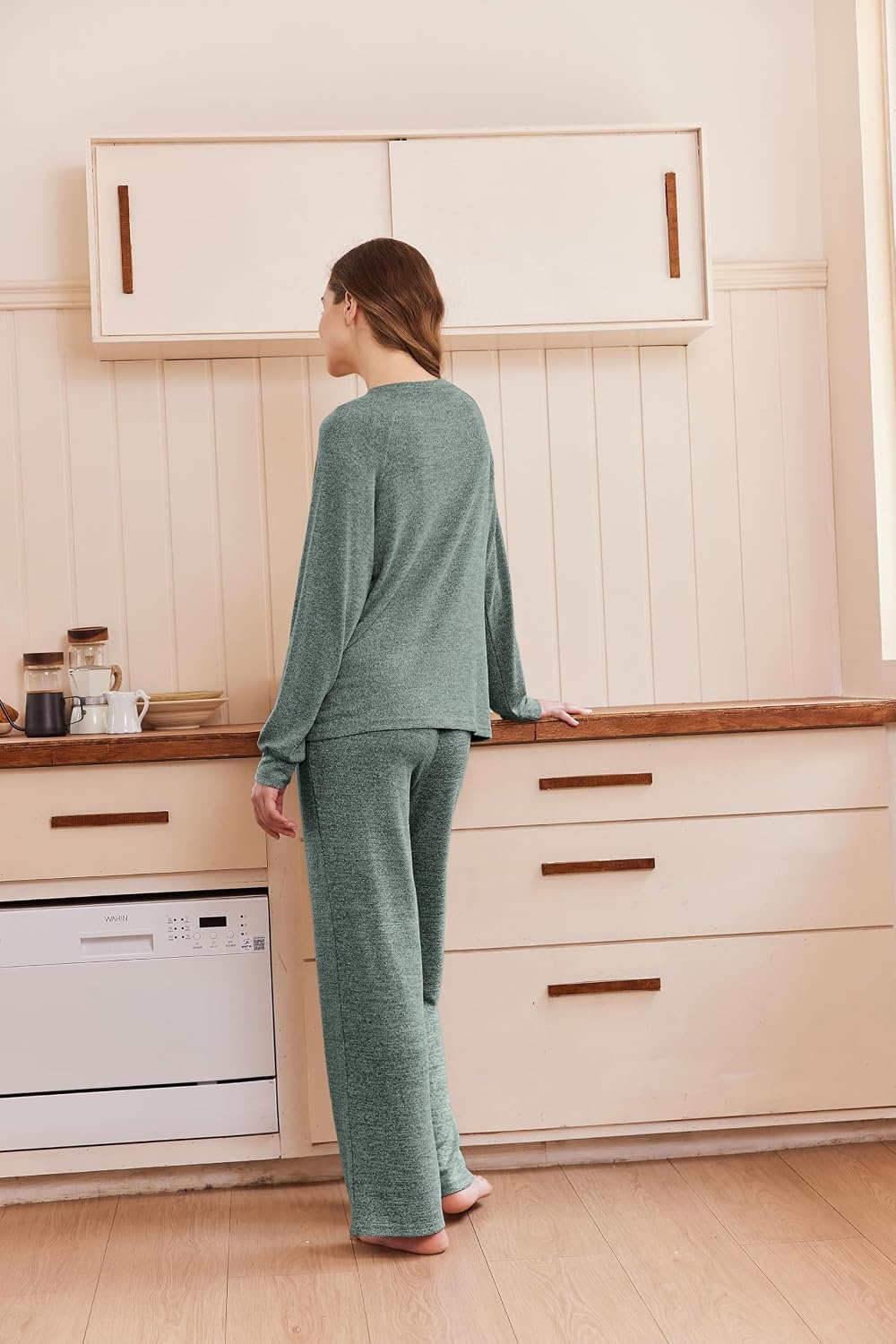 image:imageEkouaer Pajamas for Women Set Soft 2 Piece Lounge Set Fall OutfitsArmy
