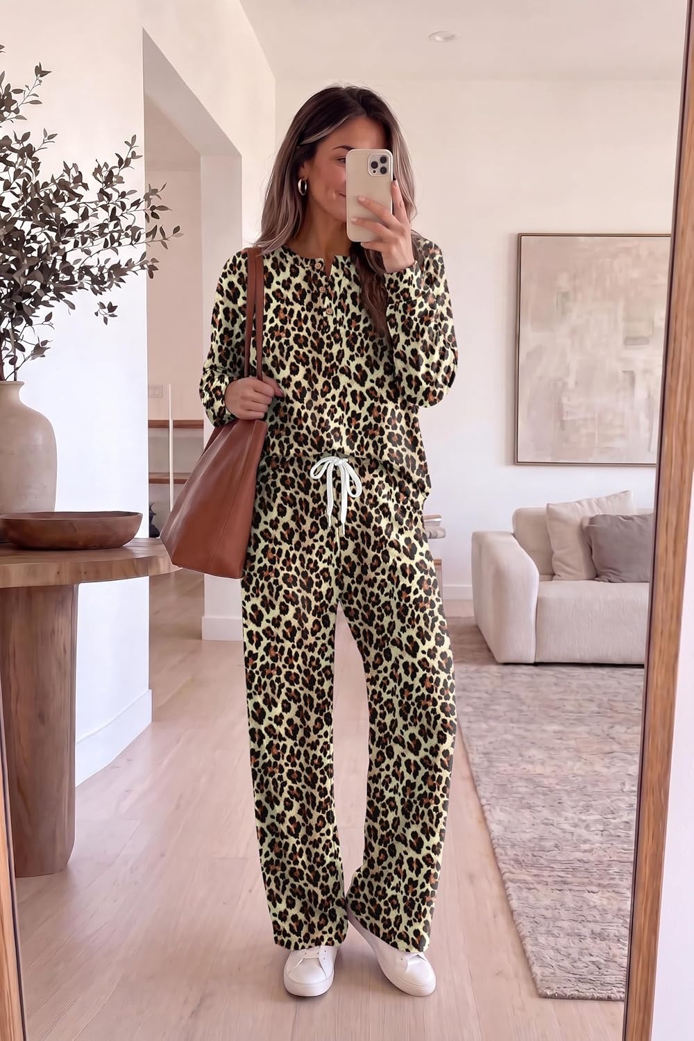 image:imageEkouaer Pajamas for Women Set Soft 2 Piece Lounge Set Fall OutfitsCheetah