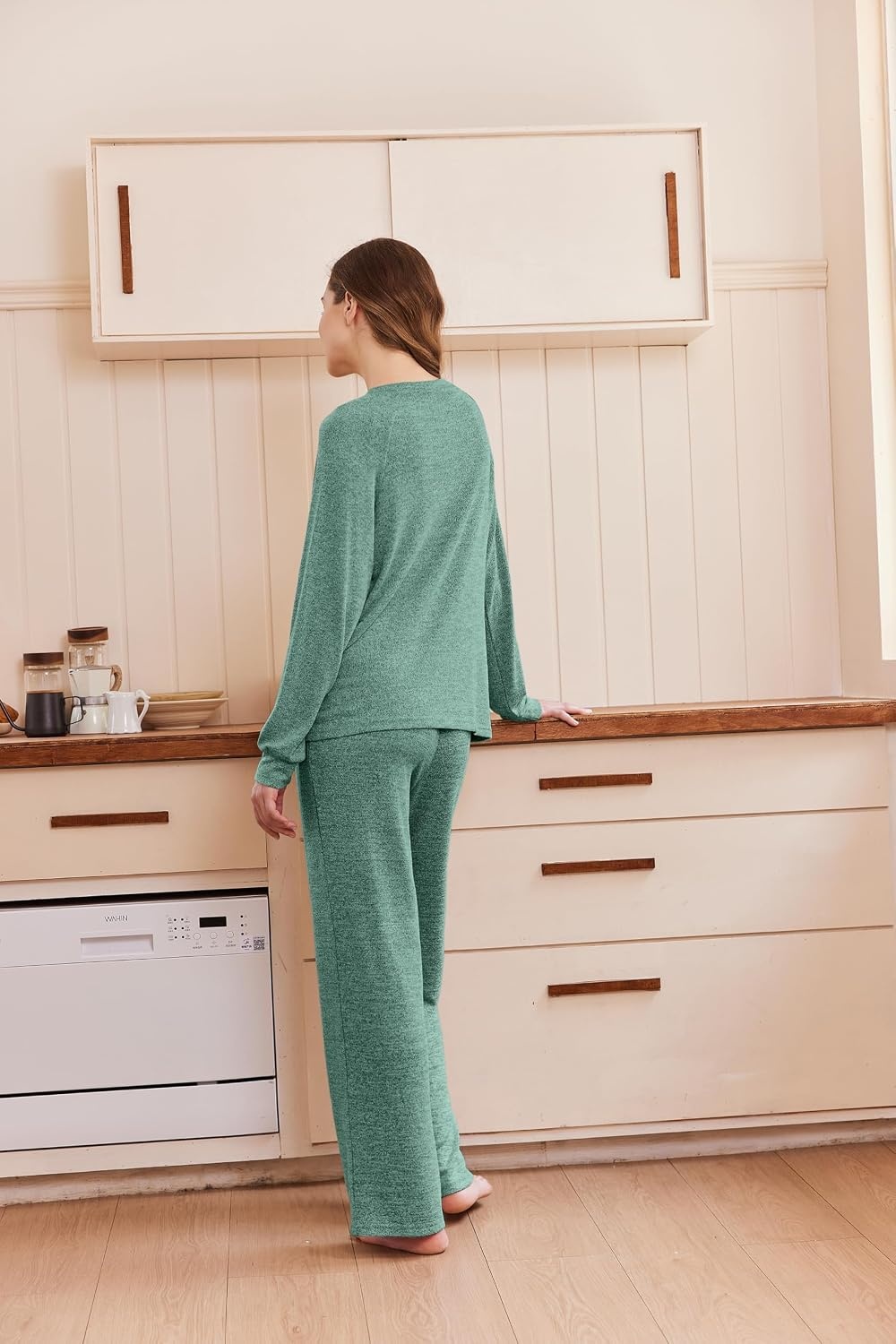 image:imageEkouaer Pajamas for Women Set Soft 2 Piece Lounge Set Fall OutfitsGreen