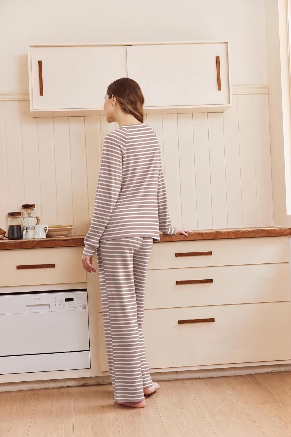 image:imageEkouaer Pajamas for Women Set Soft 2 Piece Lounge Set Fall OutfitsPink Stripe