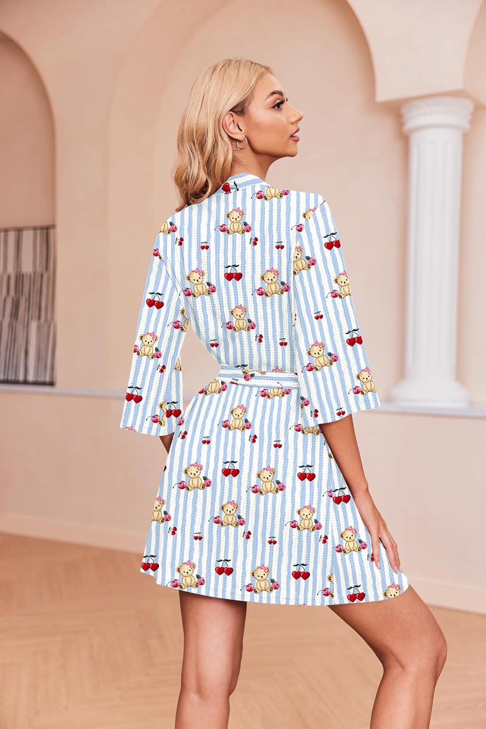 image:imageEkouaer Robes for Women Waffle Knit Bathrobe Soft Lightweight Loungewear