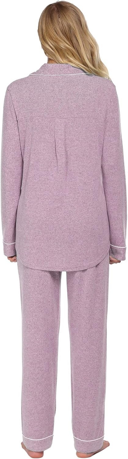 image:imageEkouaer Womens Pajamas Long Sleeve Loungewear Casual Button Down Pjs Pink
