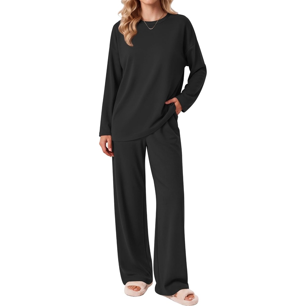 image:imageEkouaer 2 Piece Lounge Sets for Women Long Sleeve Matching Pajama SetBlack