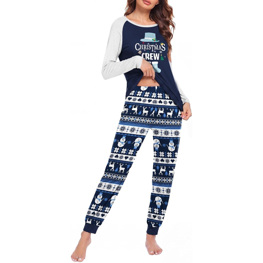 image:imageEkouaer Christmas Pajamas for Women Cute Print Long Sleeve Pj Lounge SetChristmas Crew