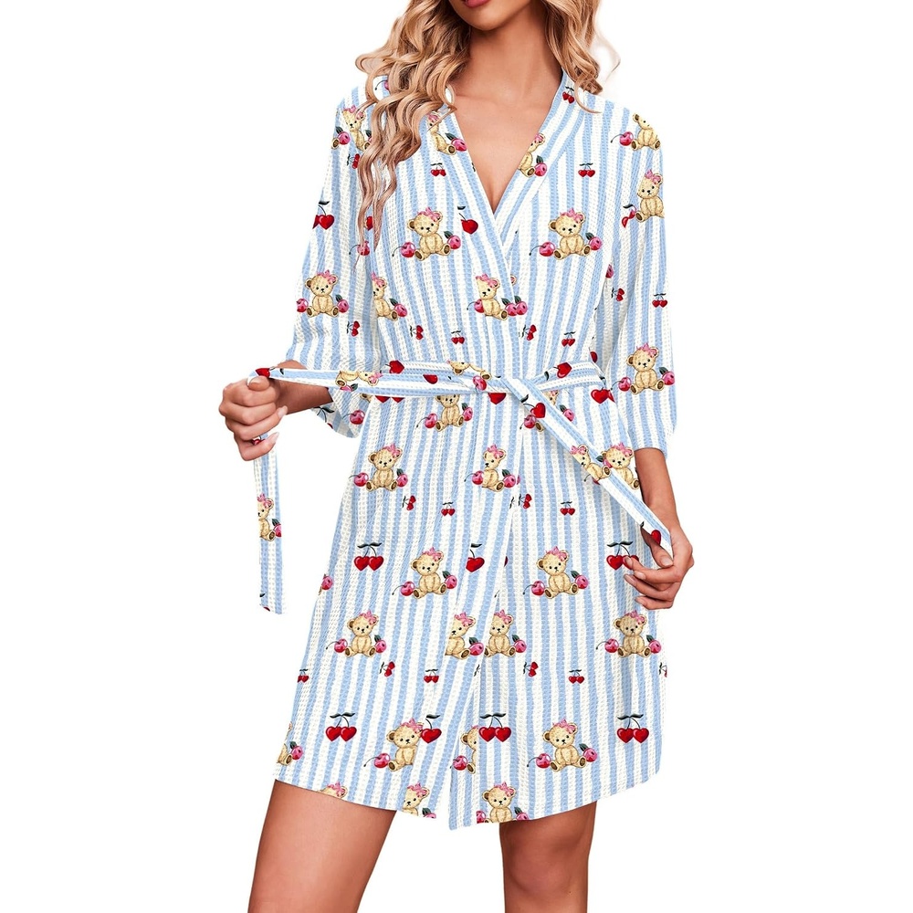 image:imageEkouaer Robes for Women Waffle Knit Bathrobe Soft Lightweight Loungewear