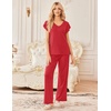 Ekouaer 2 Pack Womens Pajama Set Short Sleeve Sleepwear Soft Pjs Lounge Set(Christmas Black/Red)