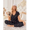 Ekouaer 2 Pack Womens Pajama Set Short Sleeve Sleepwear Soft Pjs Lounge Set(Christmas Black/Red)