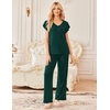 Ekouaer 2 Pack Womens Pajama Set Short Sleeve Sleepwear Soft Pjs Lounge Set(Green Striped/Dark Green)