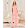 Ekouaer 2 Pack Womens Pajama Set Short Sleeve Sleepwear Soft Pjs Lounge Set(Pink/Black Bow)