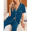 Ekouaer 2 Pack Womens Pajamas Sets Short Sleeve Pjs Button Up Sleepwear Set(Black _Blue)