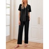 Ekouaer 2 Pack Womens Pajamas Sets Short Sleeve Pjs Button Up Sleepwear Set(Black_blue Stars)
