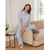 Ekouaer 2 Pack Womens Pajamas Sets Short Sleeve Pjs Button Up Sleepwear Set(Black_blue Stars)