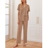 Ekouaer 2 Pack Womens Pajamas Sets Short Sleeve Pjs Button Up Sleepwear Set(Brown_medium Gray)